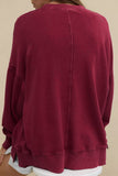 Side Slit Round Neck Long Sleeve Sweatshirt 