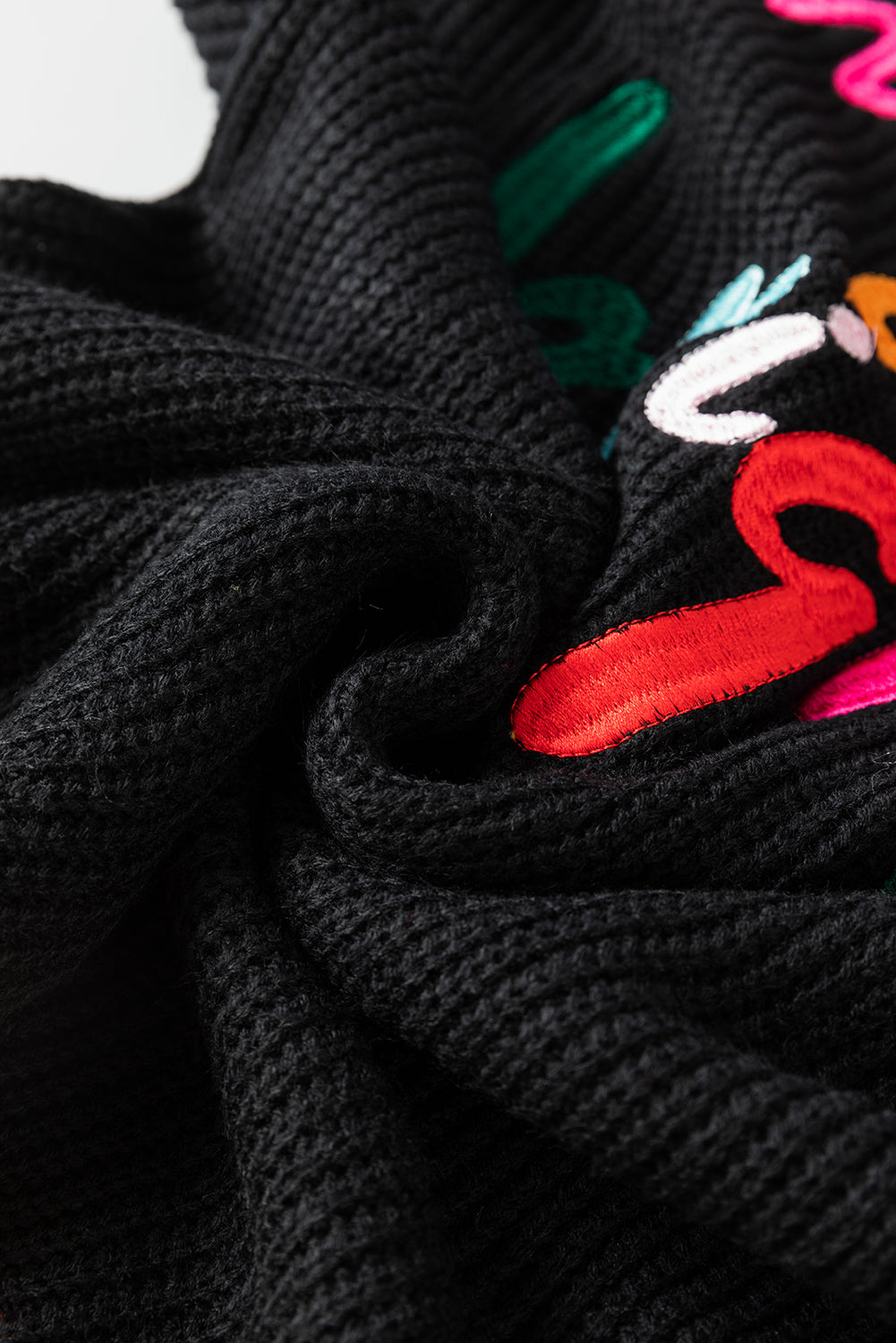 MERRY & BRIGHT Ribbed Round Neck Sweater 