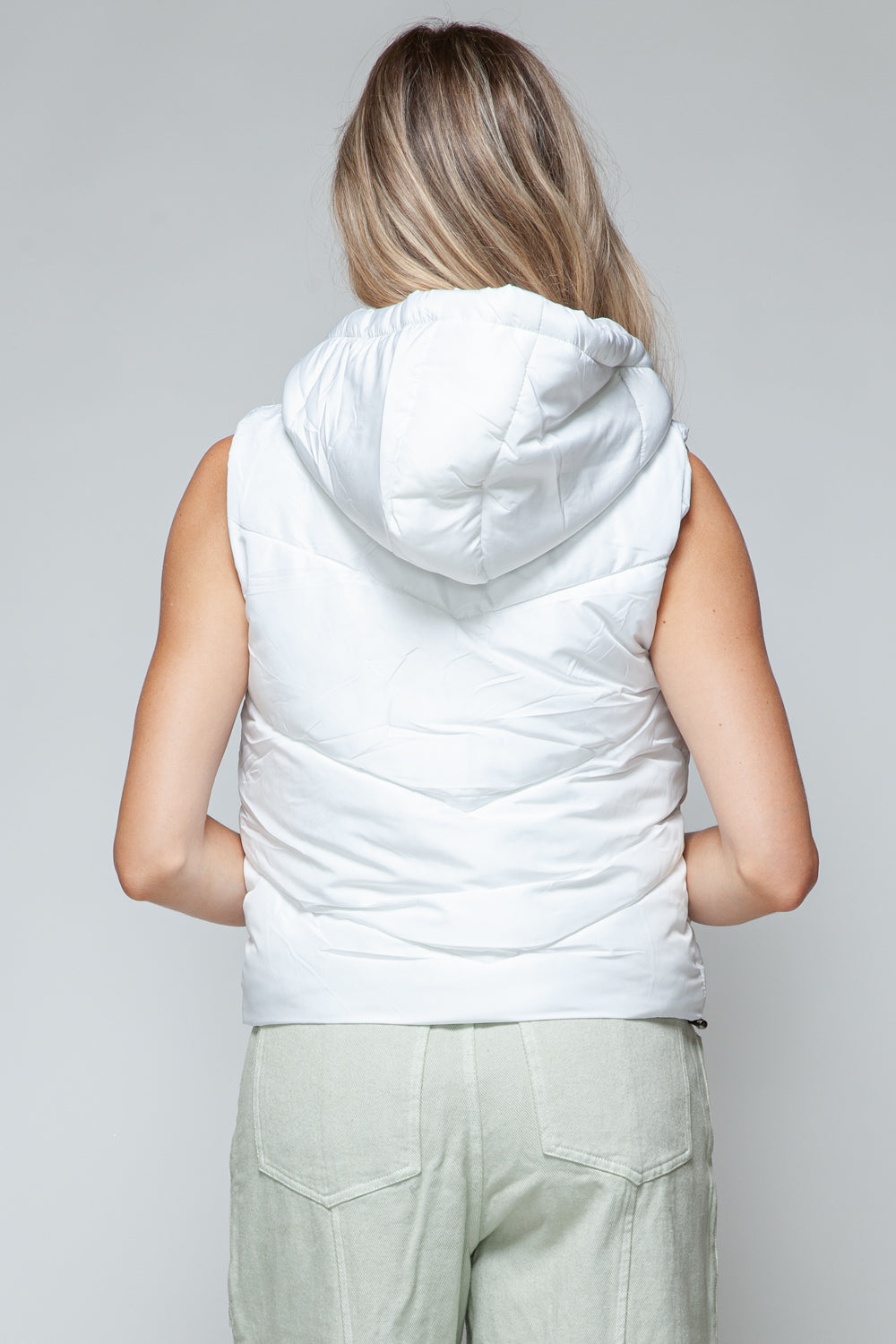 Snobbish Zip Up Quilted Hooded Vest 
