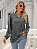 Heathered V-Neck Long Sleeve T-Shirt 