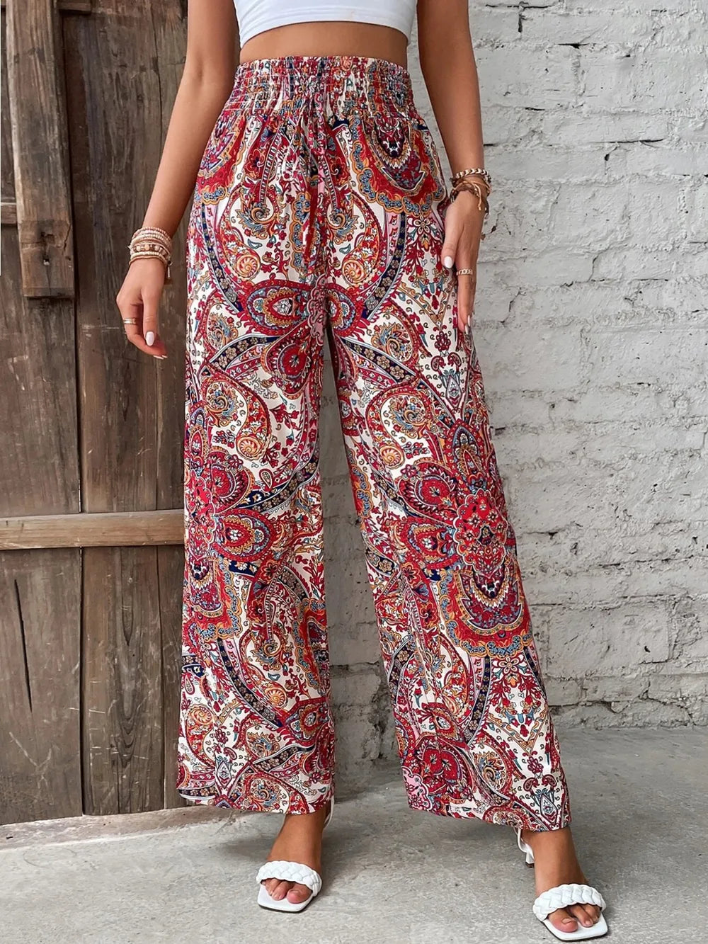 Printed Wide Leg Pants 