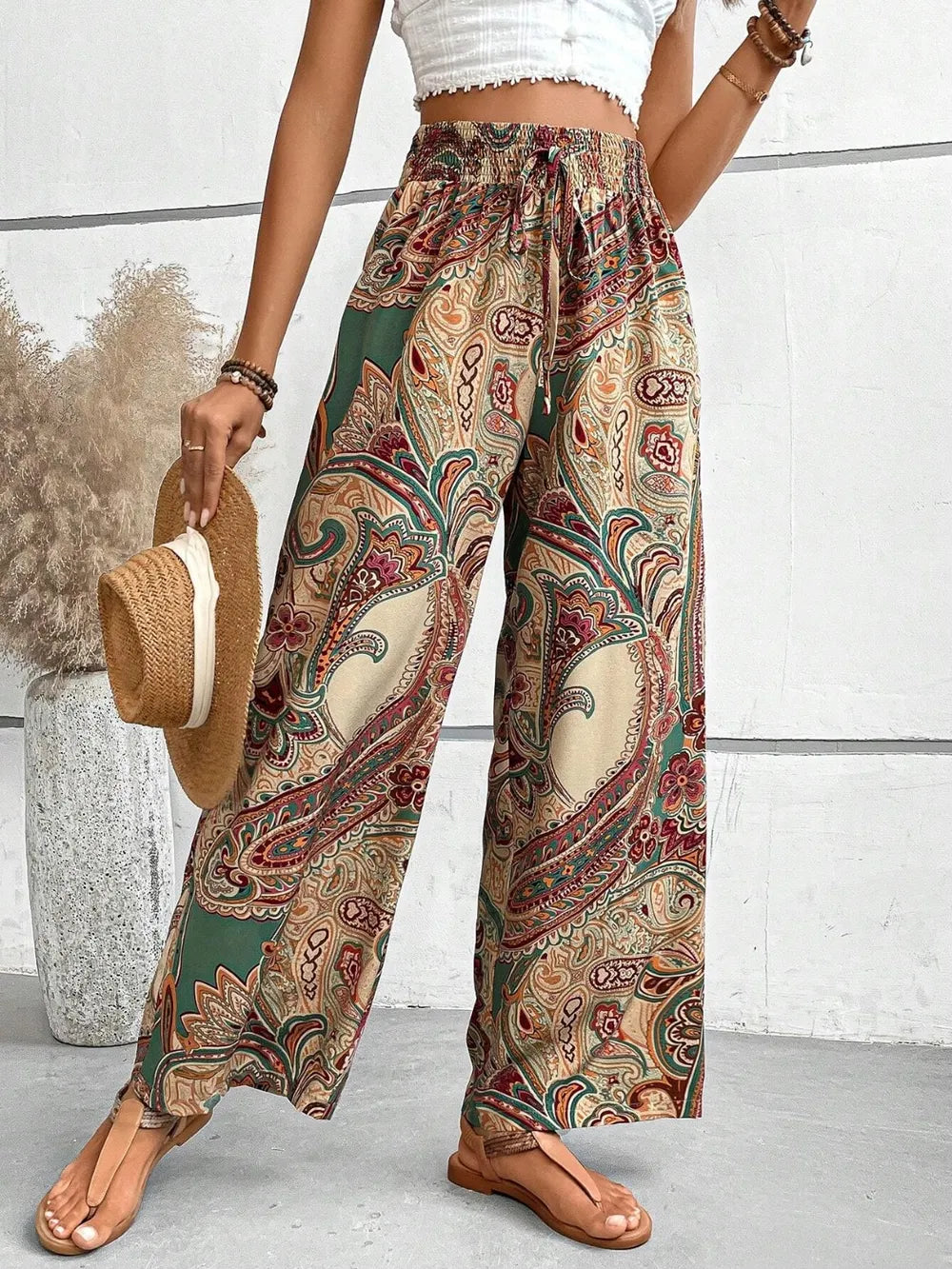 Printed Wide Leg Pants 