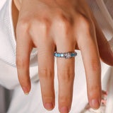 Inlaid Artificial Turquoise Zircon 925 Sterling Silver Ring 