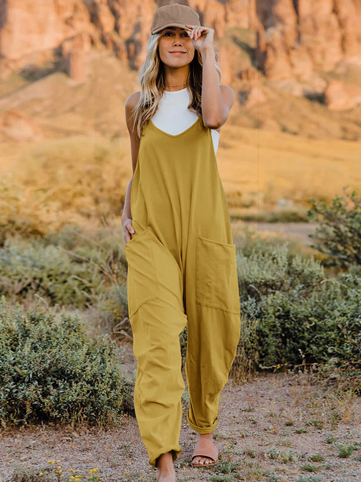 Double Take Full Size Sleeveless V-Neck Pocketed Jumpsuit 