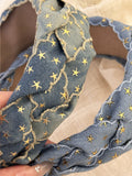 Star Braided Wide Denim Headband 