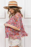 BiBi Open Front Fringed Crop Knit Cardigan 