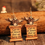 Donkey Letter Wooden Dangle Earrings 
