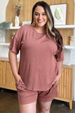 Double Take Full Size Round Neck Short Sleeve T-Shirt and Shorts Set 