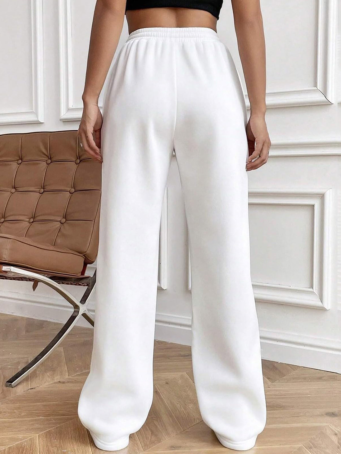 Drawstring Elastic Waist Pants with Pockets 