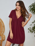 V-Neck Short Sleeve Lounge Dress 
