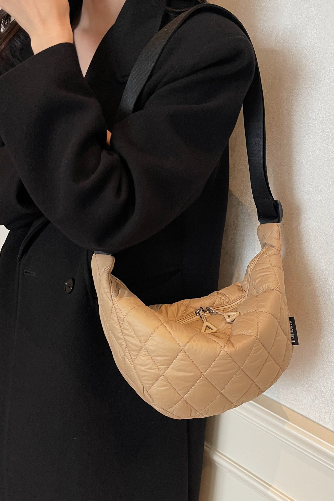 Quilted Adjustable Strap Crossbody Bag 