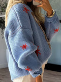 Boot Pattern Round Neck Dropped Shoulder Sweater 