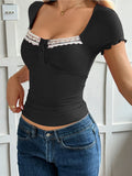 Lace Detail Short Sleeve T-Shirt 