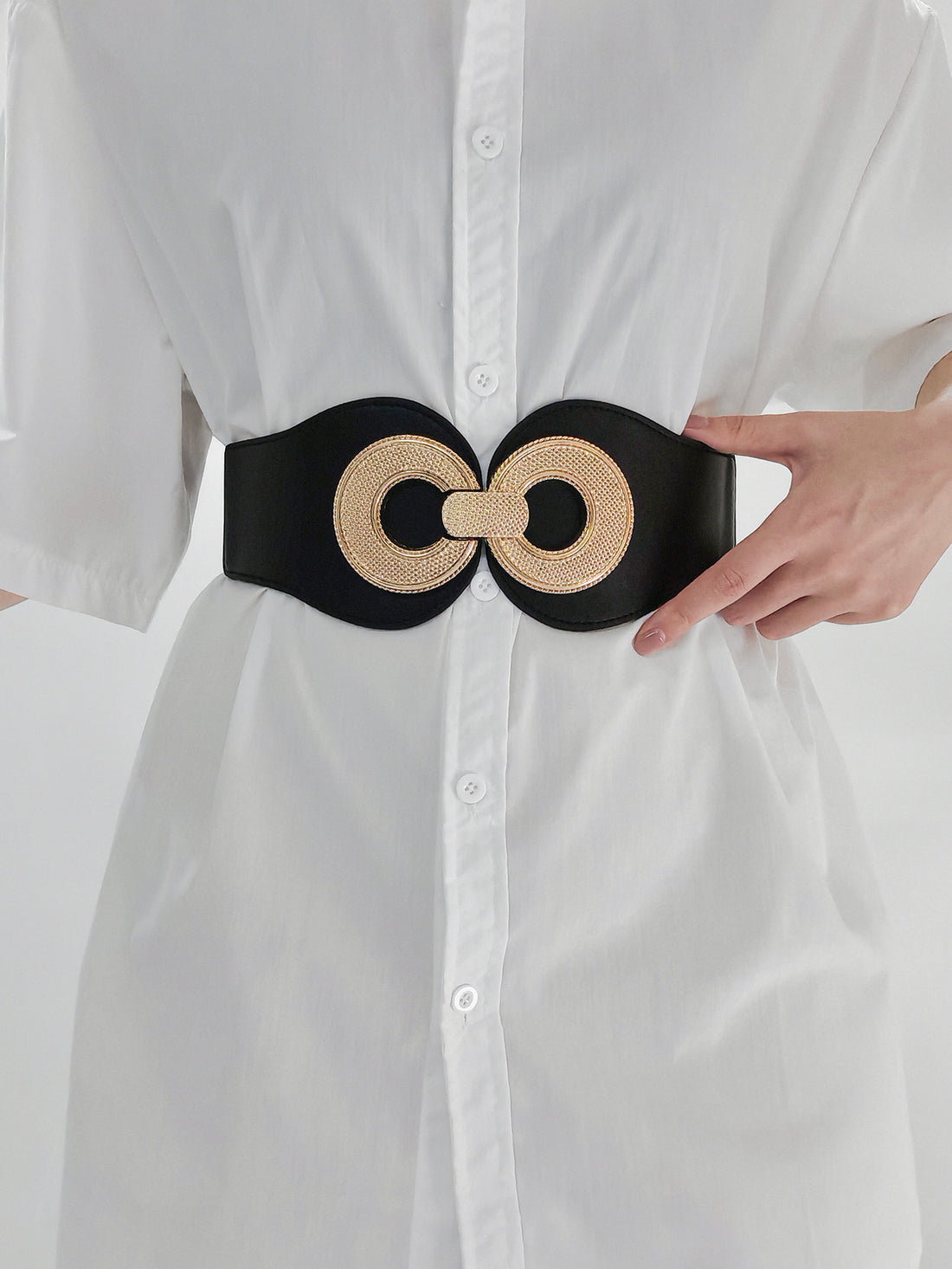 Alloy Buckle Elastic PU Belt 