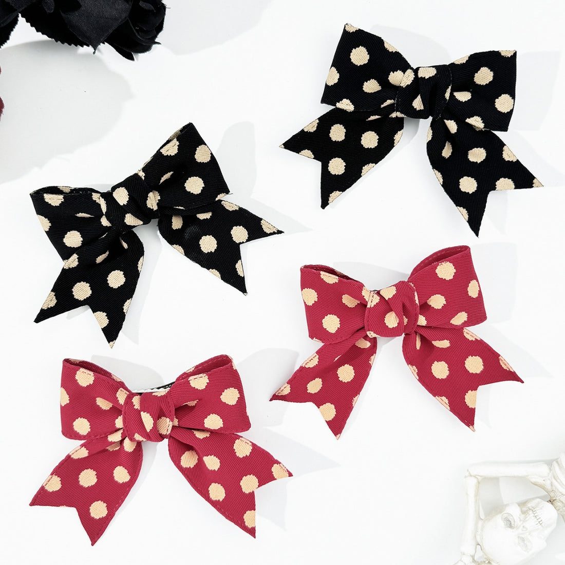 2-Piece Polka Dot Bow Hair Clip 