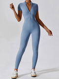Basic Bae Half Zip Short Sleeve Active Jumpsuit 