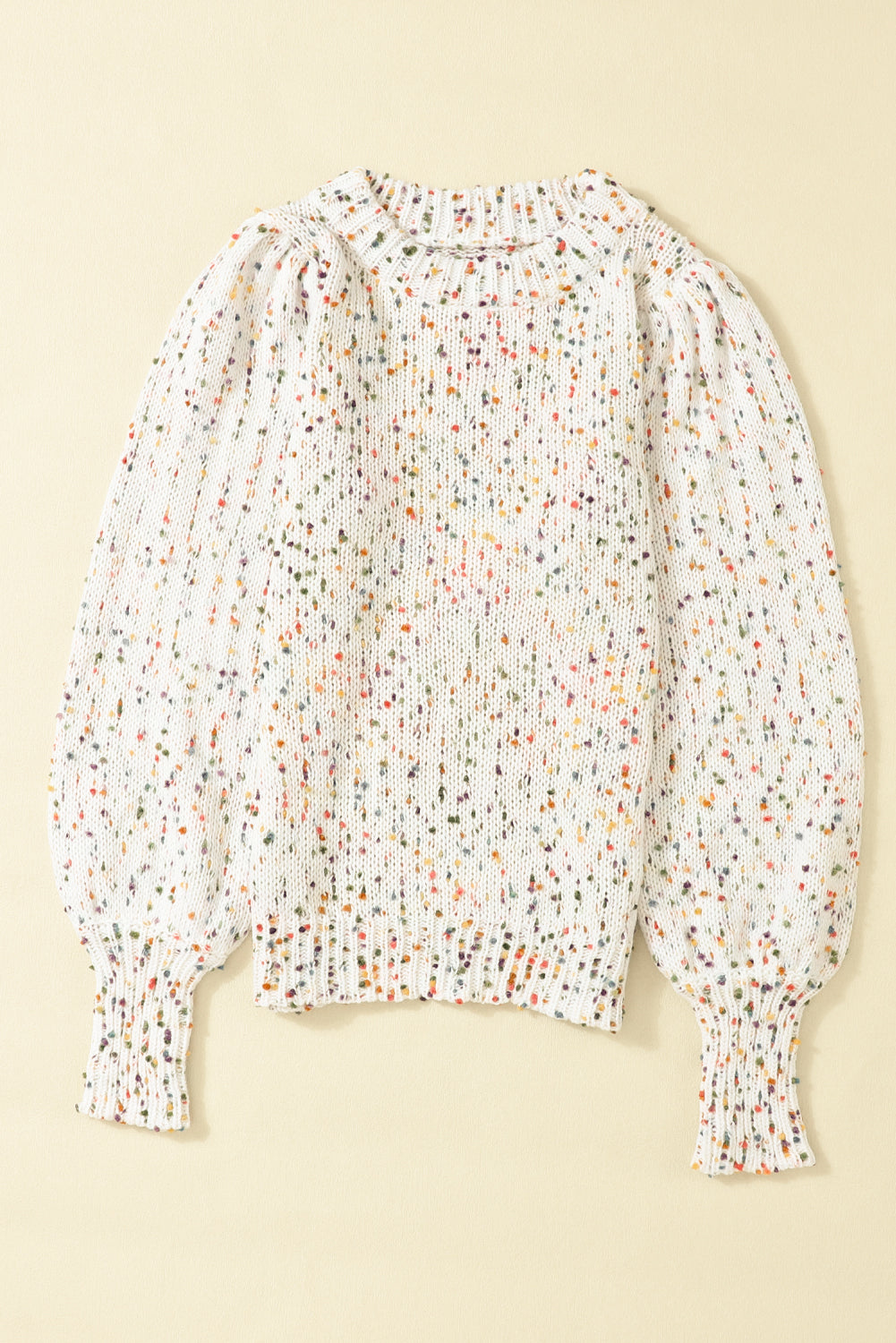 Confetti Round Neck Long Sleeve Sweater 