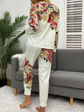 Shiny Printed Round Neck Top and Pants Lounge Set Lingerie & Nightwear