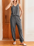 Ribbed Knit V-Neck Tank and Pants Lounge Set Lingerie & Nightwear