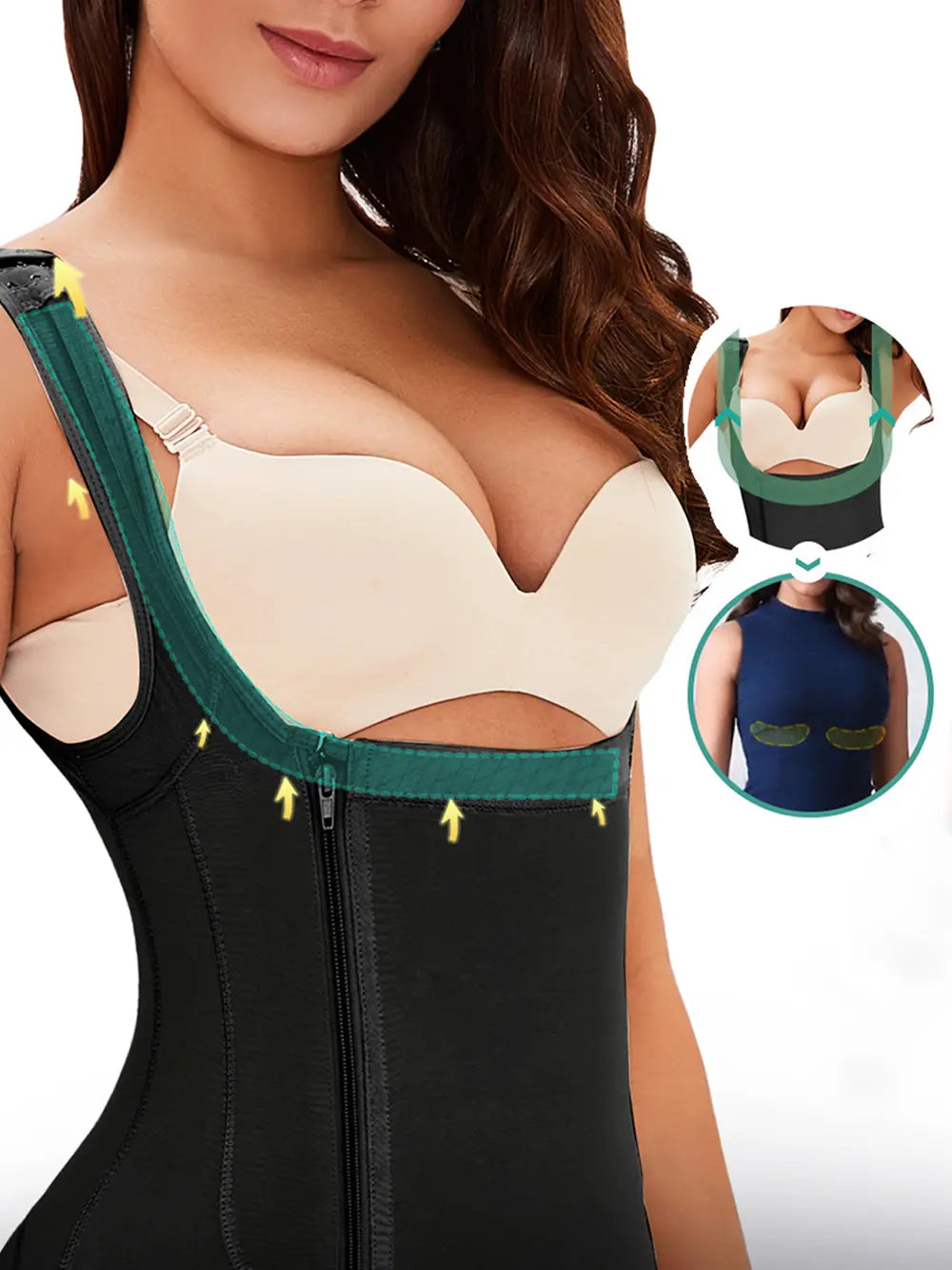 Full Size Side Zip Up Wide Strap Shapewear Lingerie & Nightwear