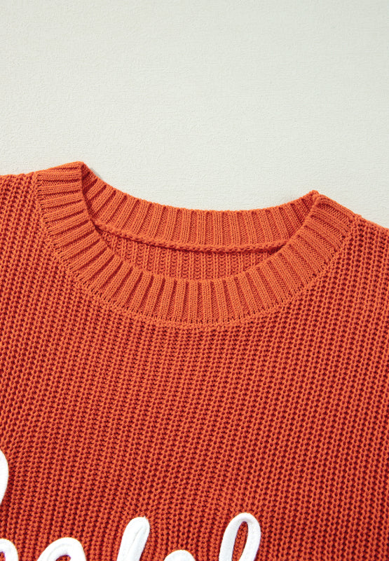 THANKS GIVING Round Neck Long Sleeve Sweater 