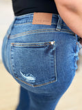 Judy Blue Full Size Mid Rise Distressed Raw Hem Jeans 