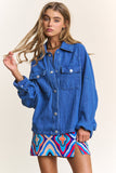 J.NNA Snap Down Long Sleeve Denim Shacket 