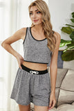 Shiny Heathered Contrast Trim Lounge Set Lingerie & Nightwear