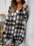 Devine Plaid Zip Up Hooded Coat 