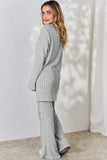 Basic Bae Full Size Ribbed High-Low Top and Wide Leg Pants Set 