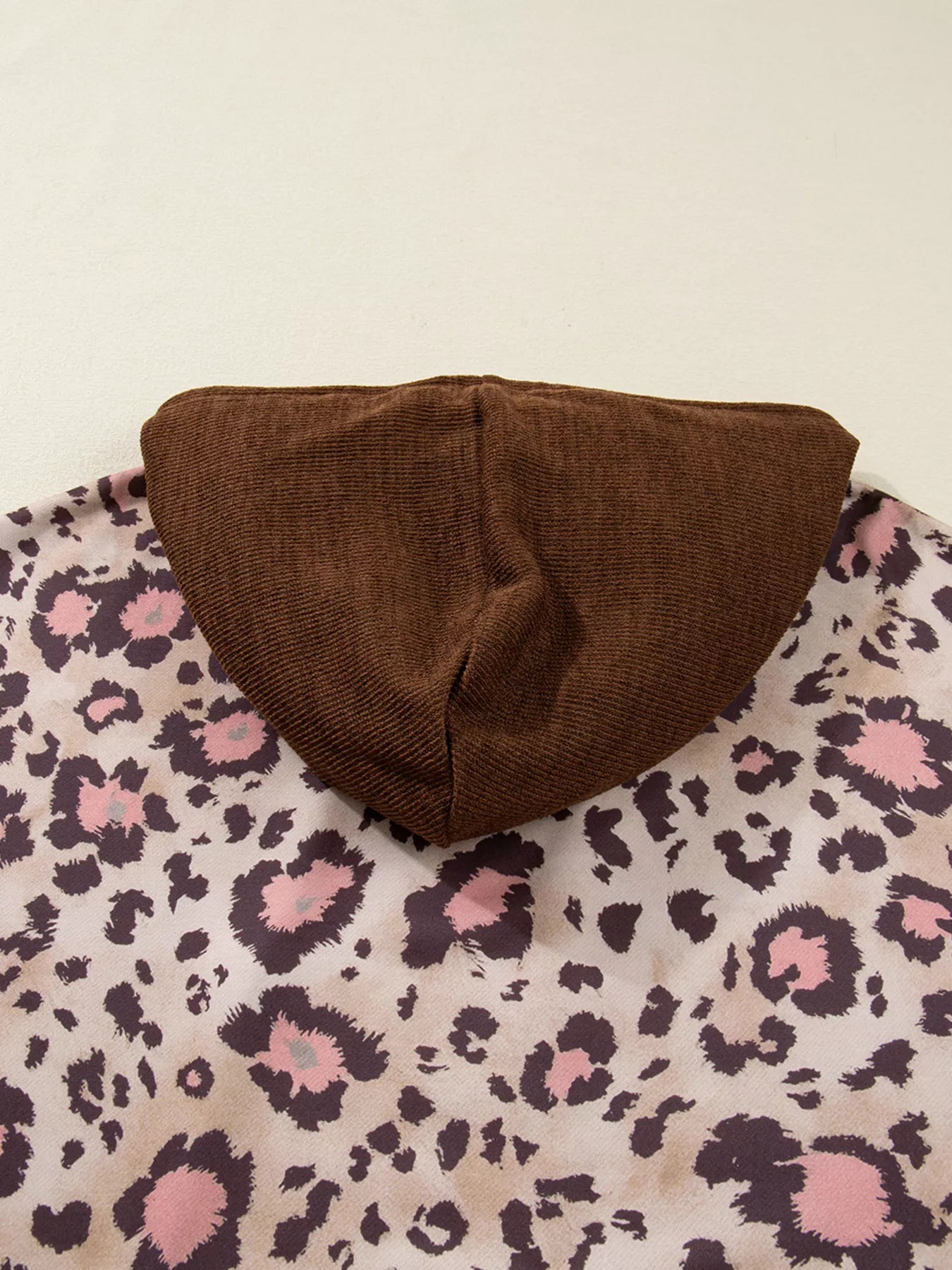 Plus Size Leopard Long Sleeve Drawstring Hoodie 