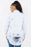 American Bazi Distressed Button Up Long Sleeve Denim Jacket 