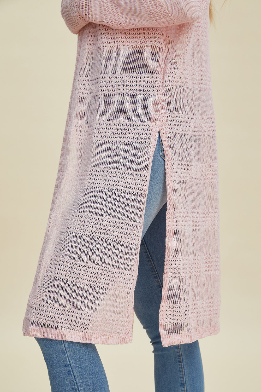 Double Take Full Size Open Front Longline Cardigan 