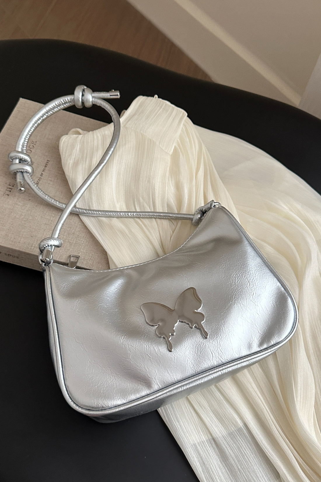 Butterfly PU Leather Knotted Strap Shoulder Bag 