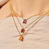 Titanium Steel Inlaid Zircon Pendant Necklace 