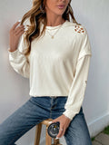 Perfee Cutout Round Neck Long Sleeve Sweatshirt 
