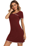 Contrast Trim Pocketed Round Neck Lounge Dress 