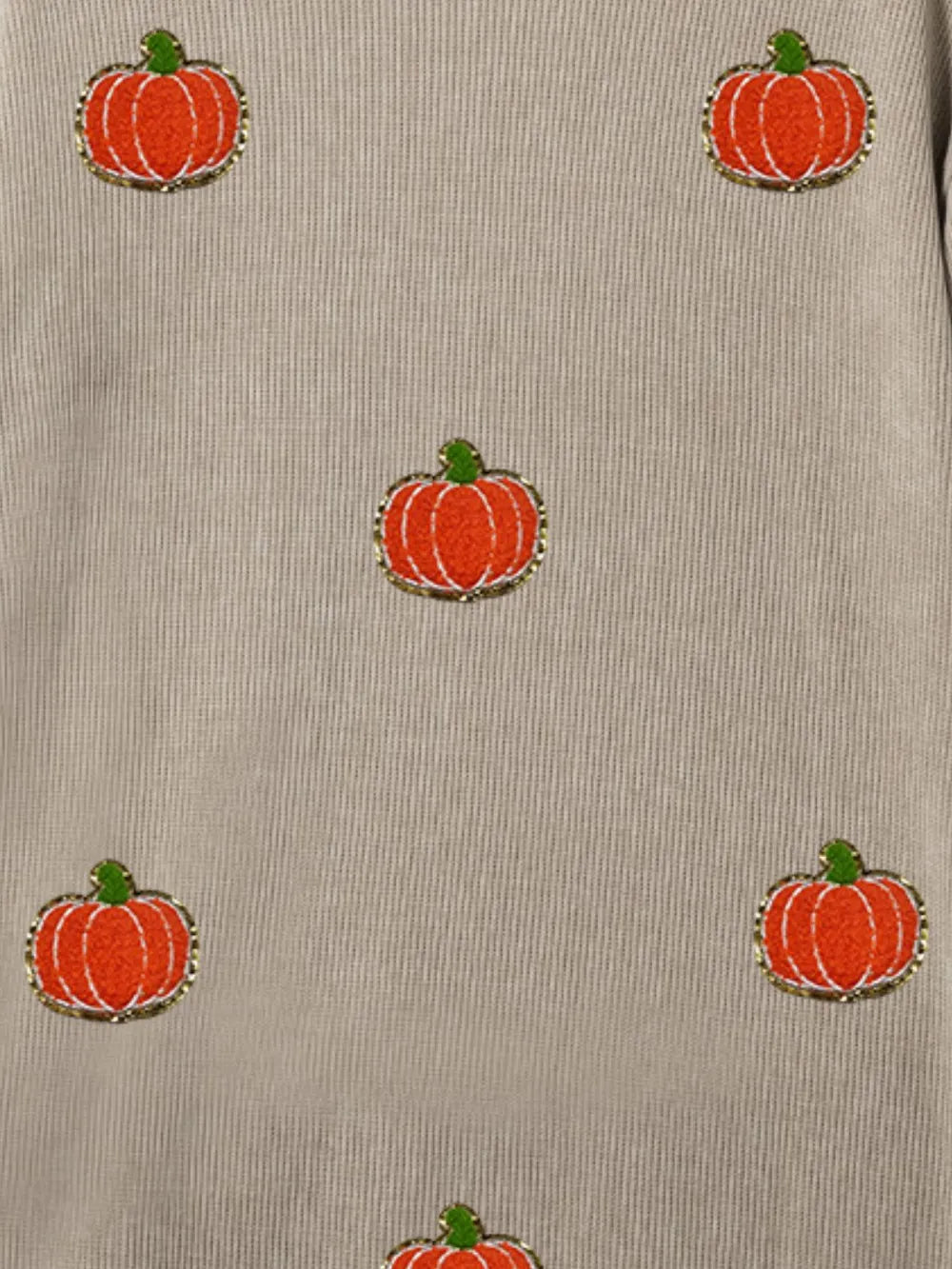 Pumpkin Round Neck Long Sleeve Sweatshirt 
