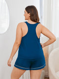 Plus Size Contrast Piping Racerback Tank and Shorts Lounge Set Lingerie & Nightwear