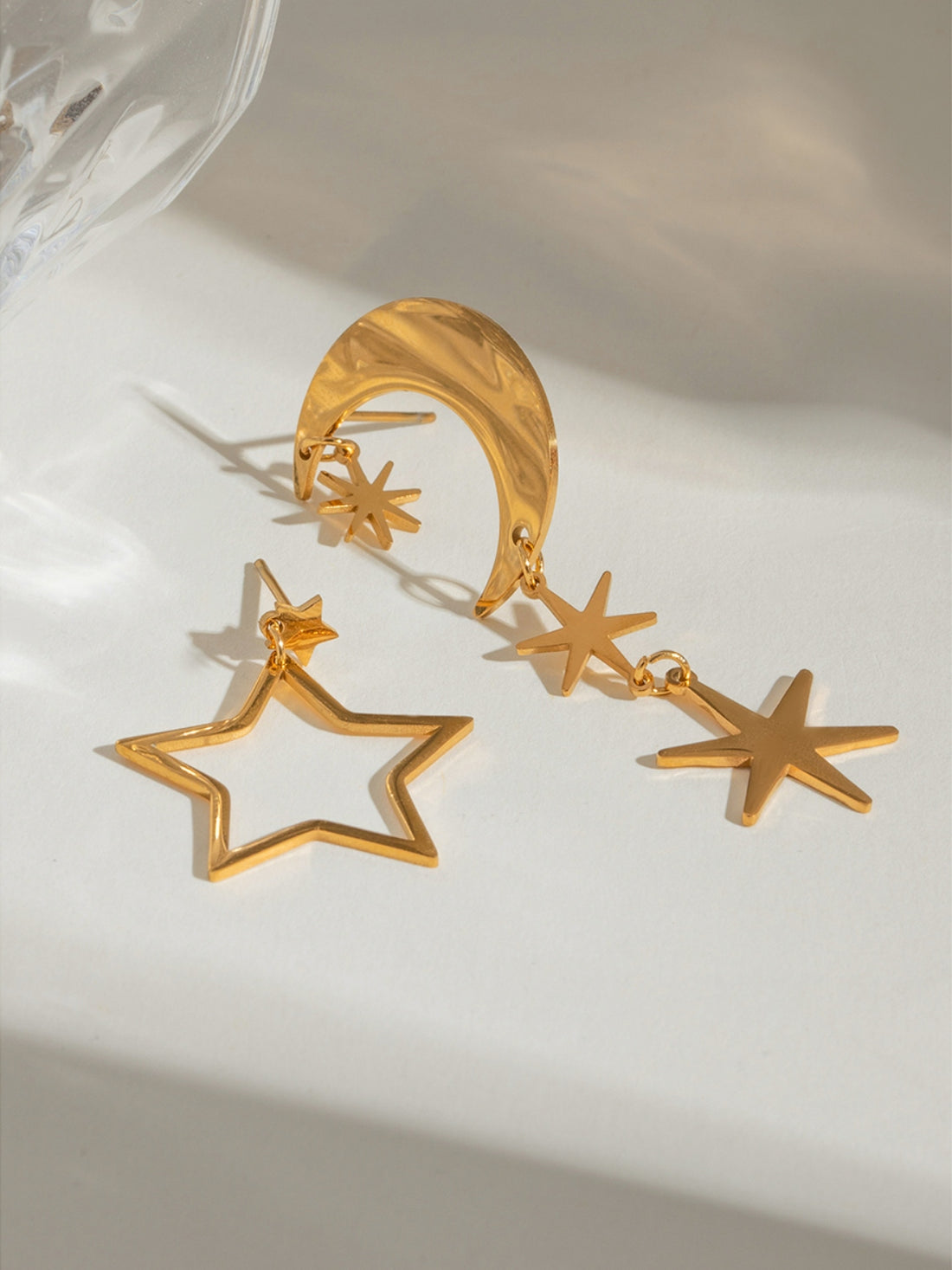 18K Gold-Plated Moon & Star Dangle Earrings 