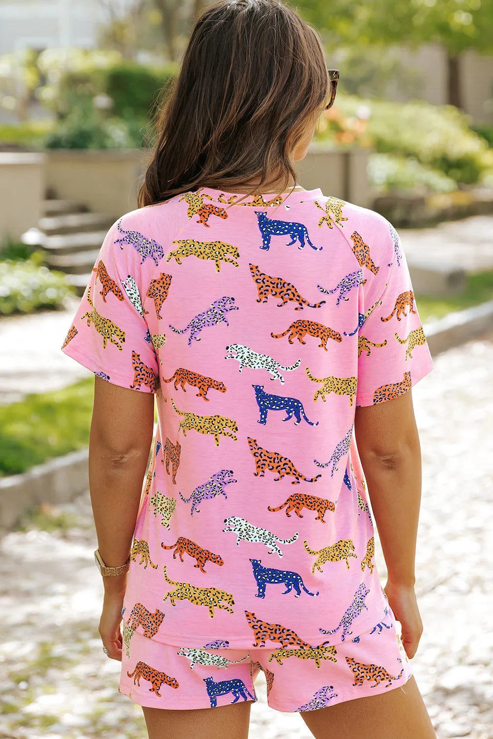 Animal Round Neck Top and Shorts Lounge Set Lingerie & Nightwear