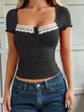 Lace Detail Short Sleeve T-Shirt 
