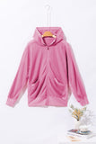 Waffle-Knit Pocketed Zip Up Hooded Jacket 