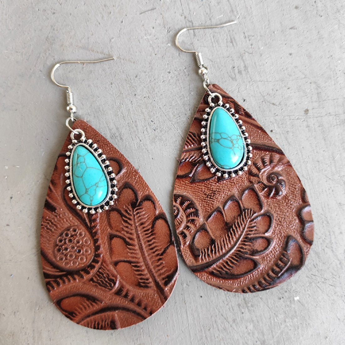 Artificial Turquoise Teardrop Earrings 