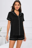 Printed Button Up Short Sleeve Top and Shorts Lounge Set Lingerie & Nightwear