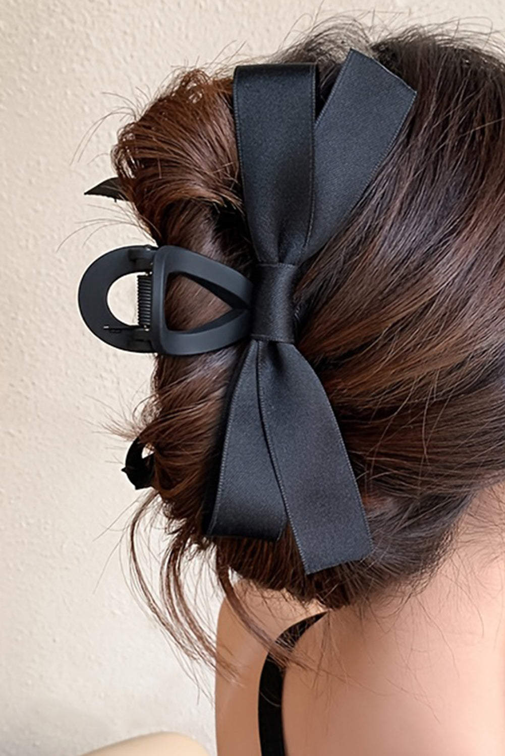 Black Bow Decor Large Hair Claw Clip Accessories/Headwear