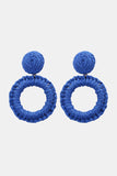 Round Shape Raffia Grass Dangle Earrings 