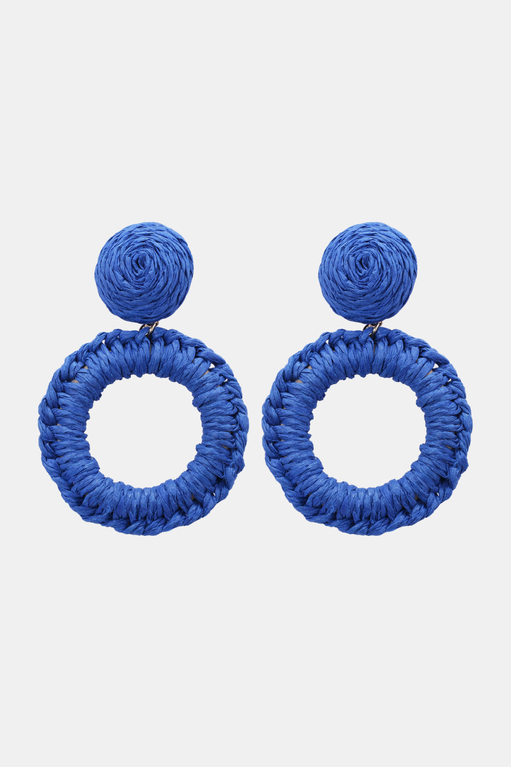 Round Shape Raffia Grass Dangle Earrings 