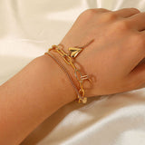 Stainless Steel Double Layered Charm Bracelet 