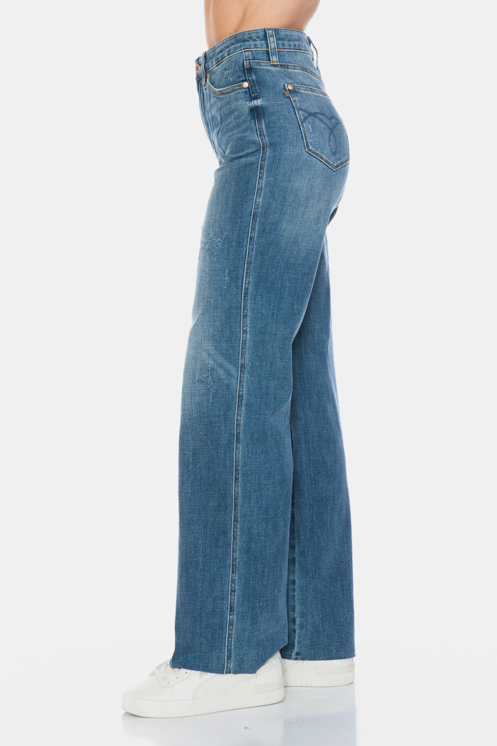 Judy Blue Full Size Tummy Control Cut Raw Hem Straight Jeans 